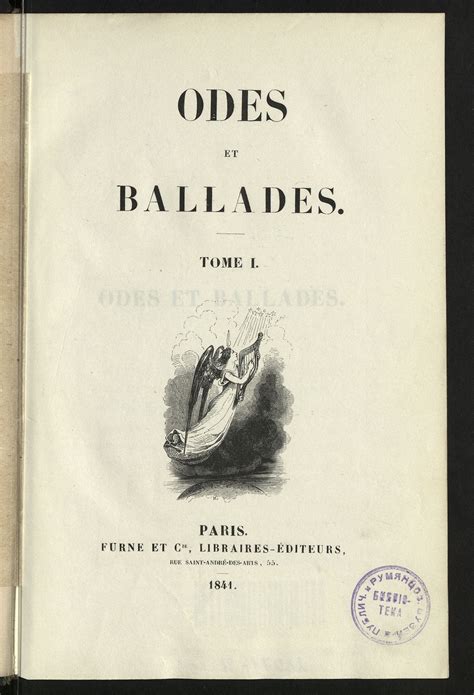 Uvres De Victor Hugo T Odes Et Ballades T Hugo Victor