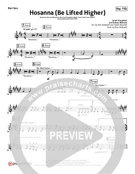 Hosanna Be Lifted Higher Bari Sax Sheet Music Pdf Israel Houghton