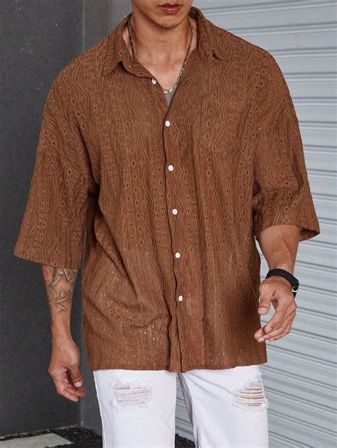 Hombres Camisa Unicolor De Hombros Ca Dos Men Stylish Dress Drop