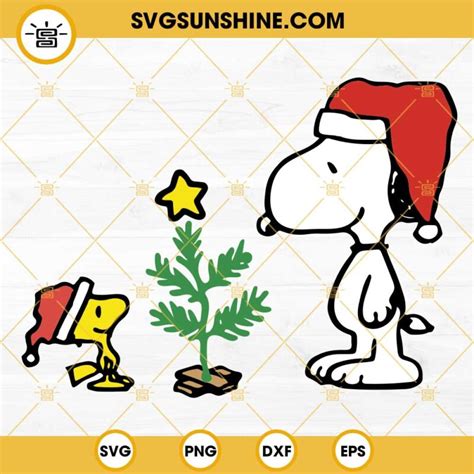 Christmas Snoopy And Woodstock Santa Hat Svg Peanuts Christmas Tree