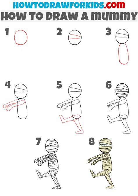 How to Draw a Mummy - Easy Drawing Tutorial For Kids