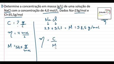 Determine A Concentra O Em Massa G L De Uma Solu O De Nacl A