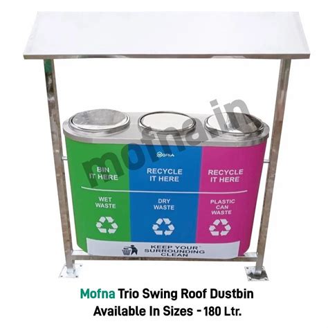 Stainless Steel Swing Type Mofna Trio Bin With Roof Material Grade Ss