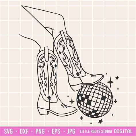 Disco Cowgirl Svg Cowboy Boot Svg Disco Ball Svg Bachelorette Svg Western Svg Cowgirl