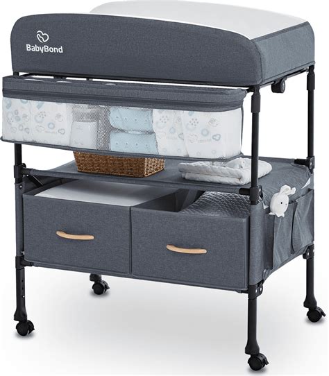 Portable Baby Changing Table With 2 Storage Baskets Babybond Foldable