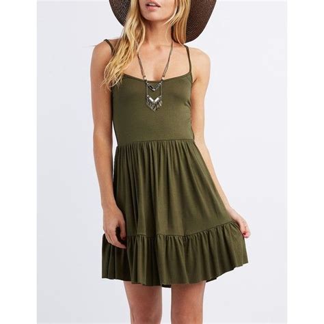 Charlotte Russe Strappy Open Back Skater Dress Casual Dresses Army