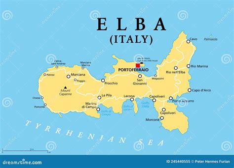 Elba, Italy, Gray Political Map, Site Of The First Exile Of Napoleon ...