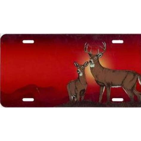 Deer On Red License Plate Free Personalization On This Plate Walmart