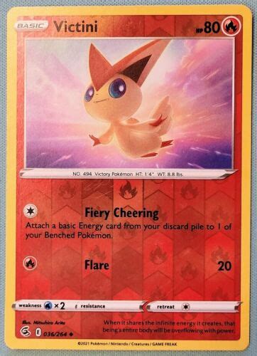 Pokémon Tcg Victini Fusion Strike 36 Reverse Holo Ebay