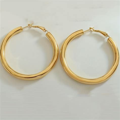 Chunky Hoop Earrings Luxury Elegant Style K Plated Jewelry Temu