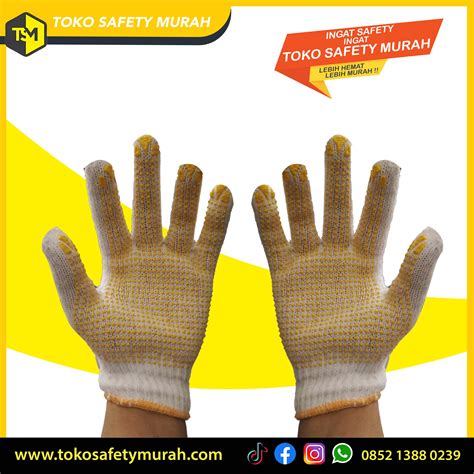 Sarung Tangan Safety Kerja Proyek Rajut Kain Katun Benang Karet