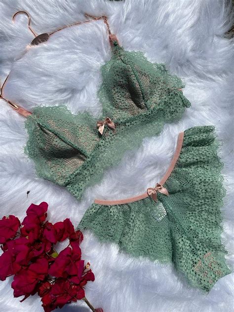 Conjunto Feminino Lingerie Sutia Calcinha Bicolor Renda Fecho