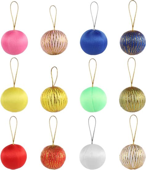 Heallily 48pcs Satin Balls Christmas Ball Ornaments Christmas Tree Hanging Balls