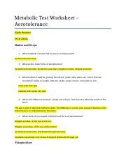 Metabolic Test Worksheet Aerotolerance Abdo Rustom Docx Metabolic