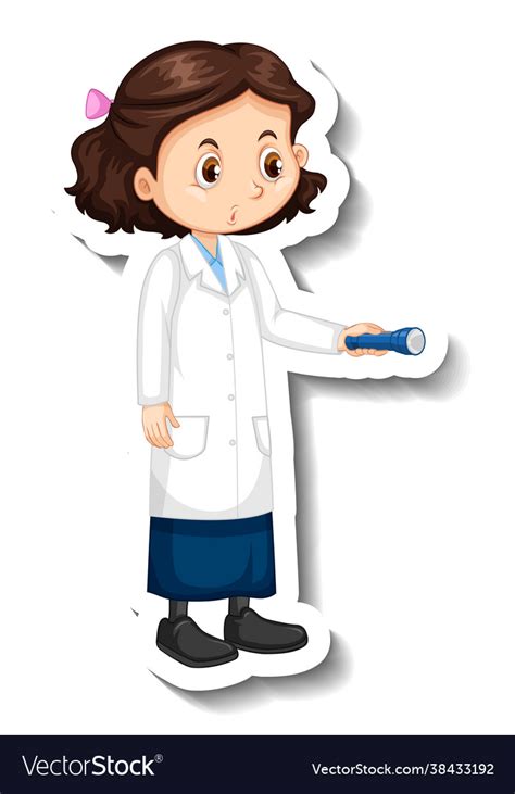 Scientist girl cartoon character with science Vector Image