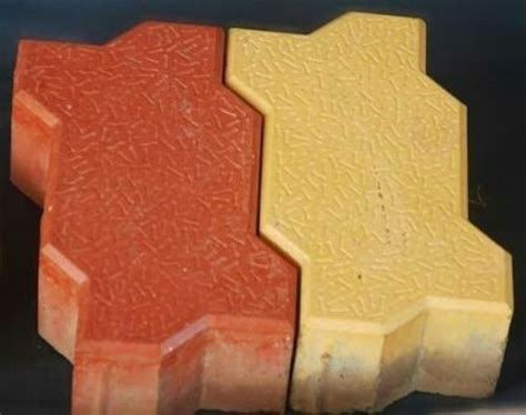 Gray Red Yellow Concrete Zig Zag Paver Blocks For Pavement At