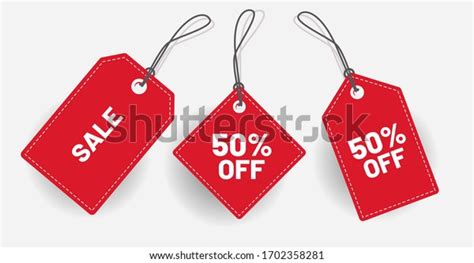 Red Discount Label Various Shape Vector Stock Vector Royalty Free