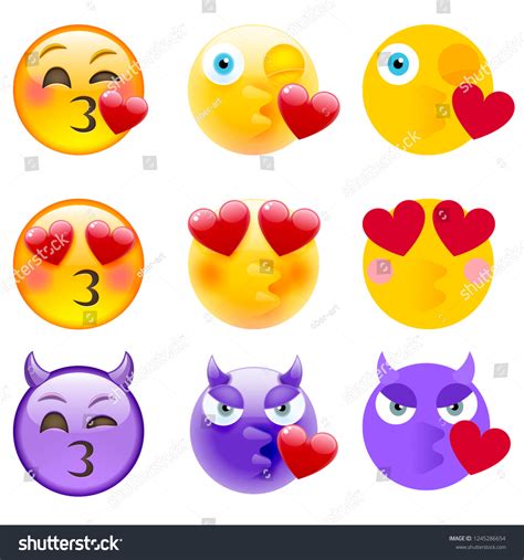 Kissing Emoticon Set Isolated Vector Illustration 库存矢量图（免版税）1245286654