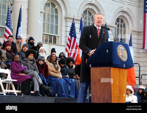 The Inaugural Ceremony For New York Mayor Bill De Blasio Where The