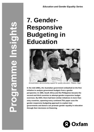 Gender Responsive Budgeting In Education