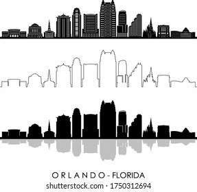 Orlando City Florida Skyline Silhouette Cityscape Stock Vector Royalty