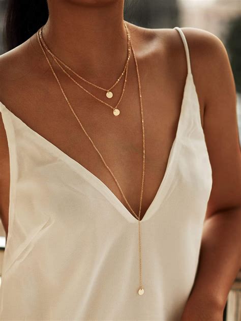 Round Pendant Layered Necklace Set Layered Necklace Set Dainty