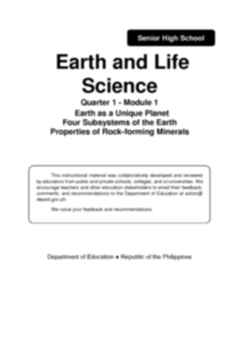 SOLUTION Earth And Life Science Module 1 With Answer Key Studypool