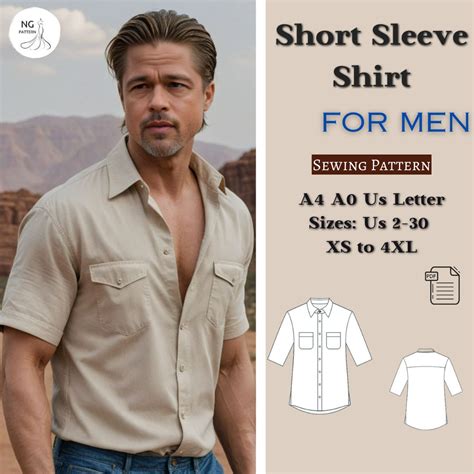 Mens Linen Summer Shirt Sewing Pattern Linen Shirt Mens Shirt Pattern Simple Shirt Pattern