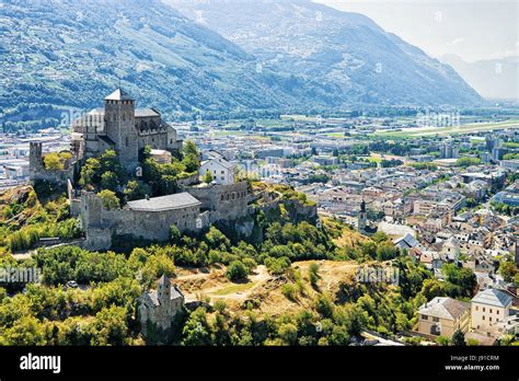 Valere Castle in the hill of Sion, Canton Valais, Switzerland Stock ...