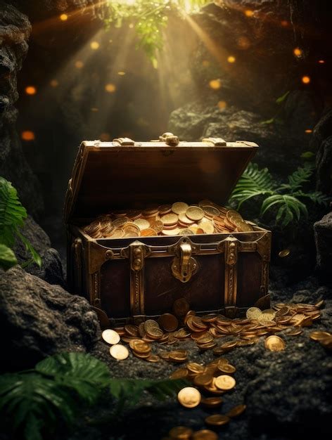 Premium AI Image A Treasure Chest Filled With Gold Coins Is