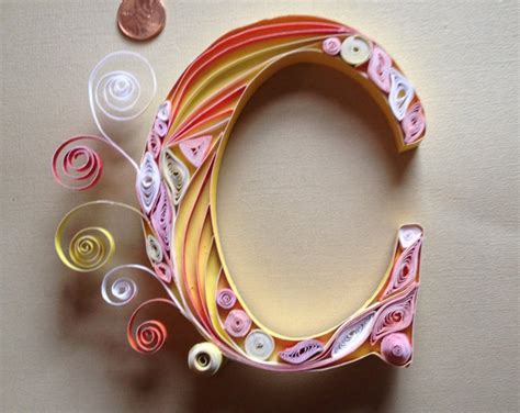 Quilled Letter Quilled Wall Art Quilled Paper Art Momogram Etsy