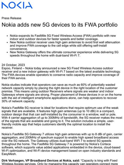 Nokia Health Nokia Adds New G Devices To Its Fwa Portfolio Milled