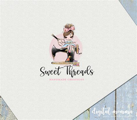 Premade Sewing Girl Logo Design Sewing Thread Logo Etsy Sewing Logo