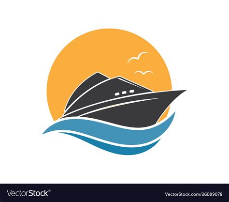 Cruise ship logo template icon Royalty Free Vector Image