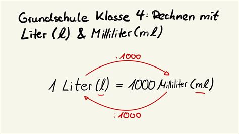 Liter L And Milliliter Ml Umrechnen Lernen In Der 4 Klasse