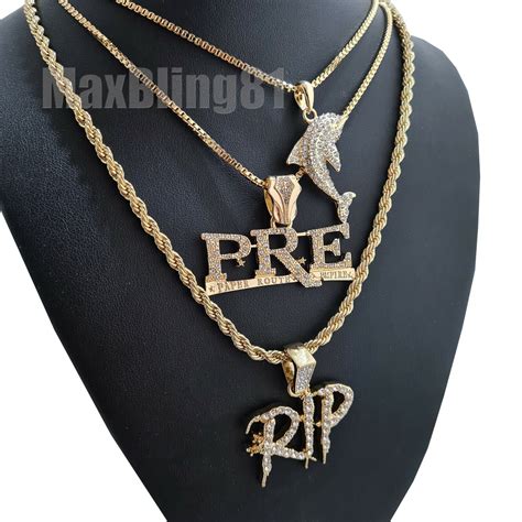 Hip Hop Iced Young Dolph Pre And Dolphin And Rip Pendant And 20 24 Chain