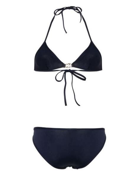 Gucci Gg Triangle Bikini Set In Blue Lyst