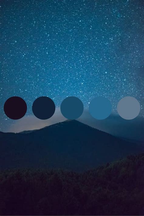 Starry Night Sky Mountain Range Color Palette In 2023 Starry Night