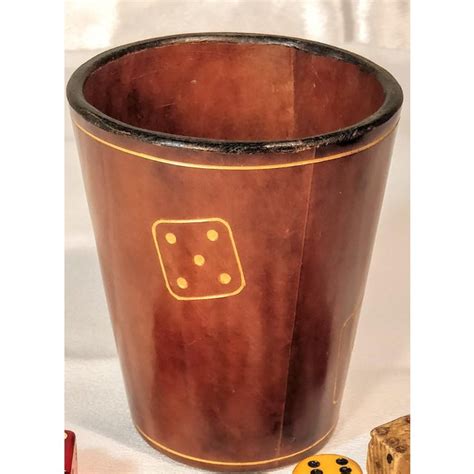 Vintage Mid-Century Italian Leather Dice Cup | Chairish