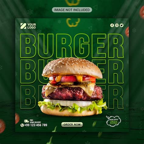 Premium Psd Delicious Burger And Food Menu Social Media Banner Template