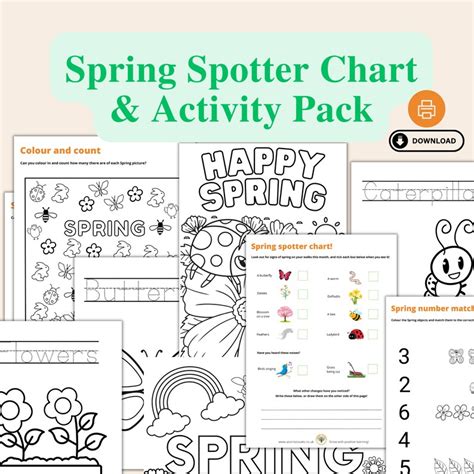 Spring Activity Sheets Spring Spotter Chart Colouring Etsy