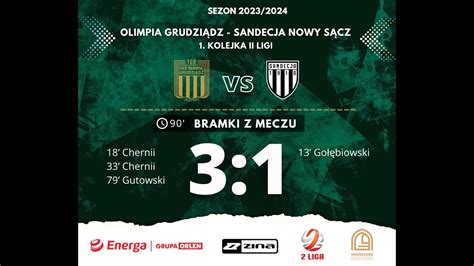 2 liga Olimpia Grudziądz vs Sandecja Nowy Sącz 22 07 2023 bramki z