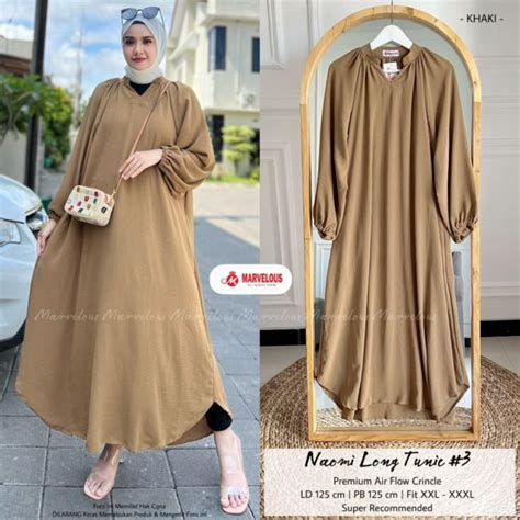 Jual Long Tunik Polos Oversize Crinkle Wanita Jumbo Ld Adem