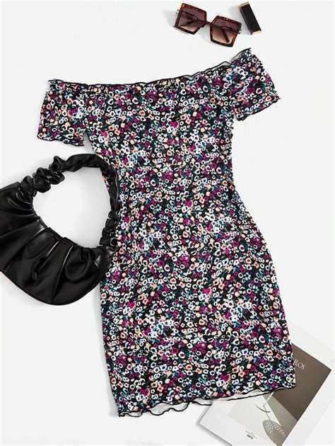 Shein Wywh Vestido Ajustado Con Estampado Floral De Hombros