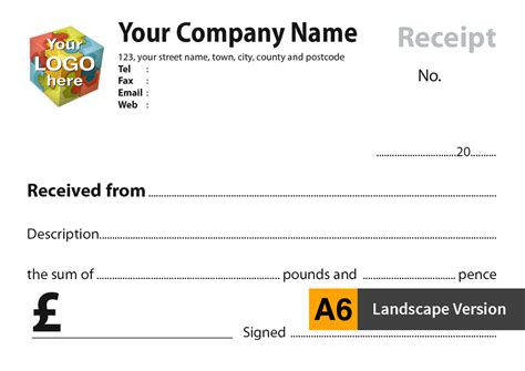 Custom Receipt Template Receipt Books Printing £42