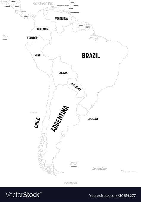 South America Map High Detailed Political Vector Image