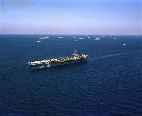 An Aerial Starboard Bow View Of The Nuclear Powered Aircraft Carrier Uss Nimitz Cvn 68