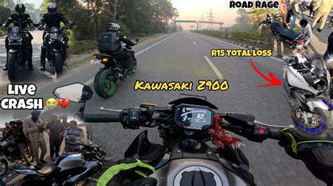 Live Crash 😭💔 Kawasaki Z900 First Hyper Ride Road Rage Total Loss