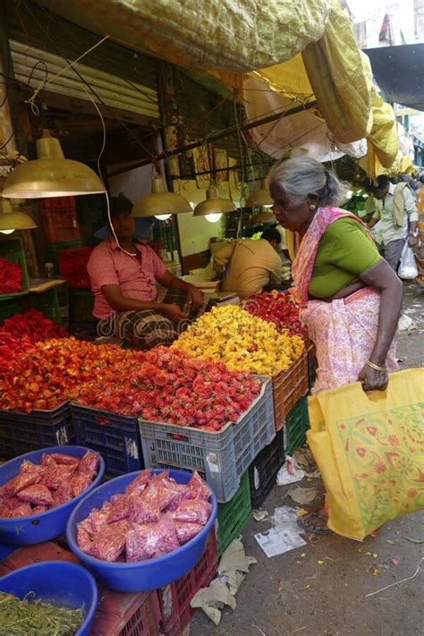 Colorful Flower Market In Central Chennai Editorial Image Image Of