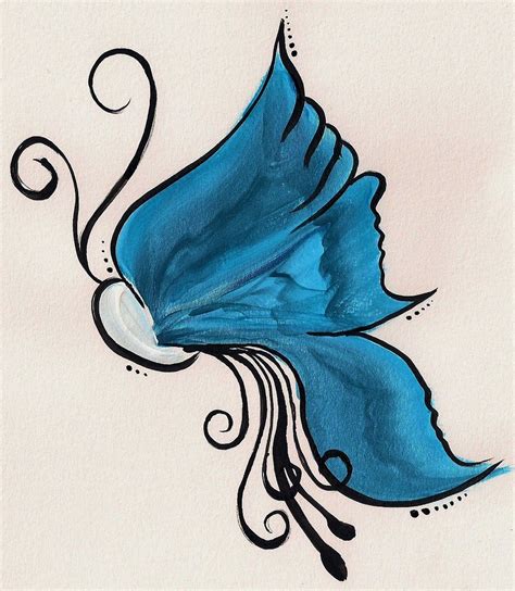 Butterfly Painting In Blues Butterfly Painting Abstract